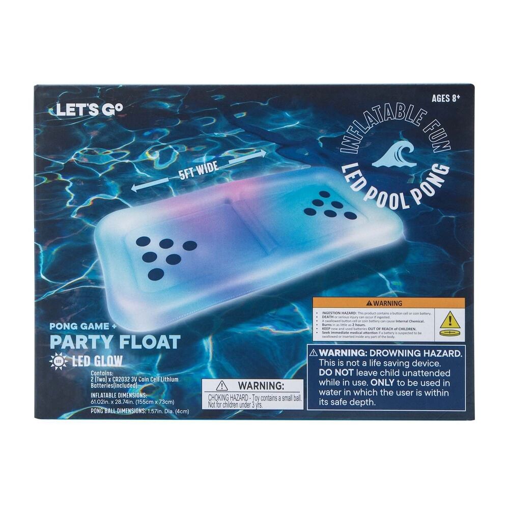 LED Pool Pong Party Float Inflatable Beer Pong Table 61" x 28" Light Up Game